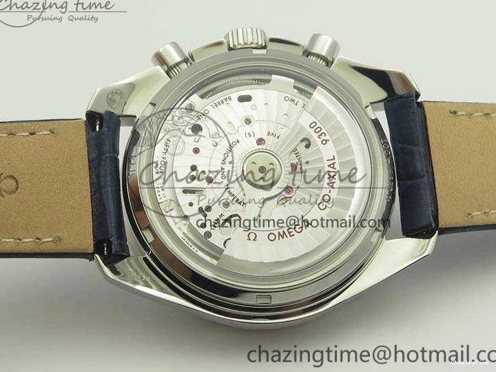 0519 SpeedMaster MoonWatch SS OMF 1:1 Best Edition Blue Dial On Leather Strap A9300 V FreshLook 8087